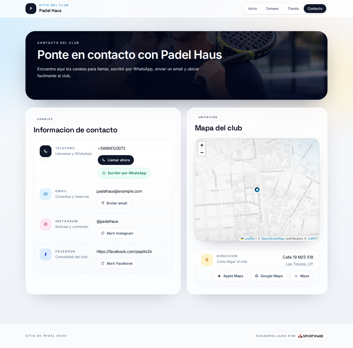 Padel Haus - Contacto